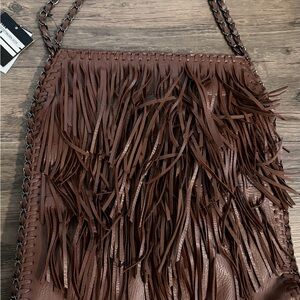 Fringed Brown Women’s Crossbody Bag
